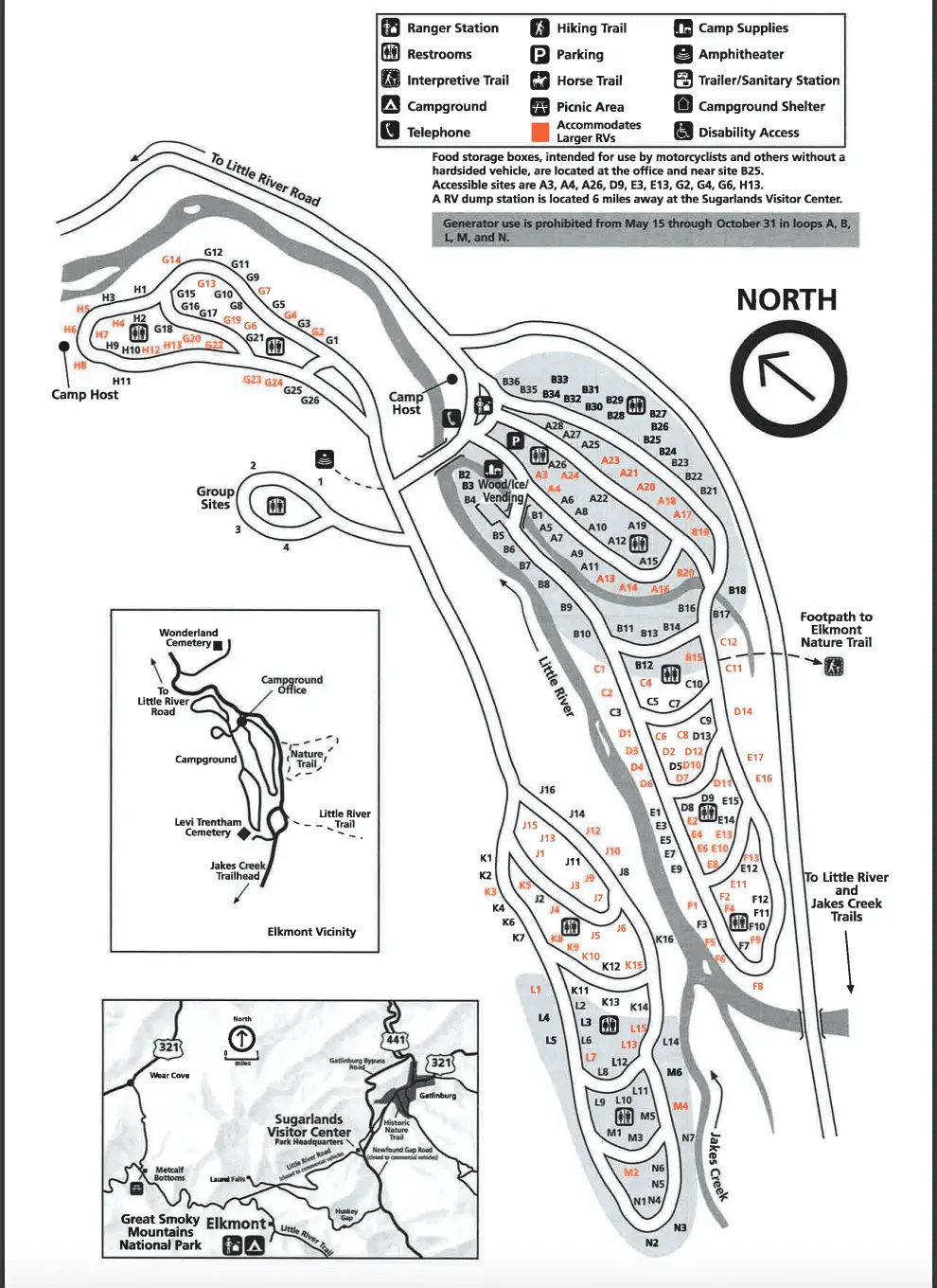 Elkmont Campground Map